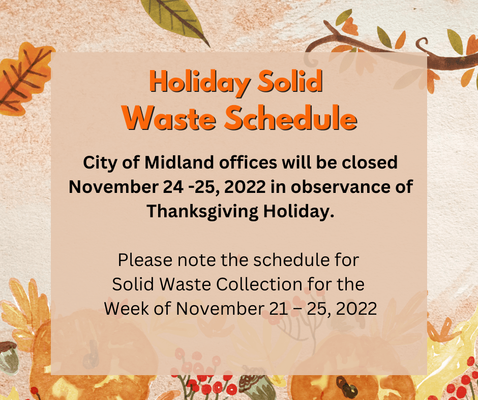Thanksgiving 2022 Solid Waste Schedule 